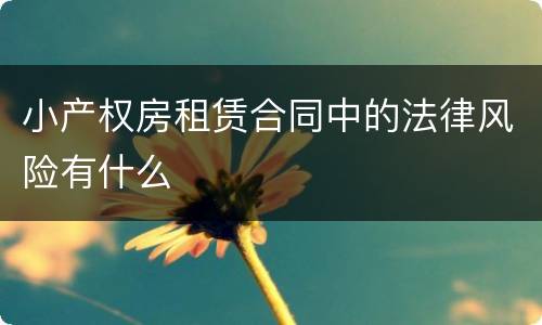 小产权房租赁合同中的法律风险有什么