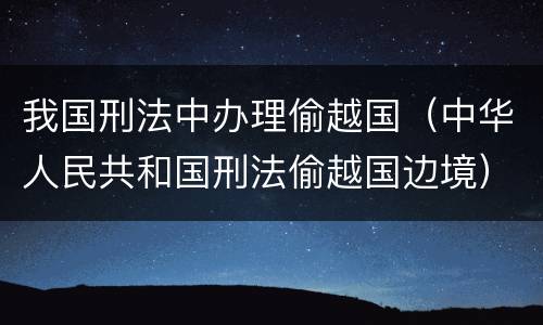 我国刑法中办理偷越国（中华人民共和国刑法偷越国边境）