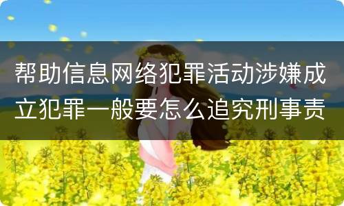帮助信息网络犯罪活动涉嫌成立犯罪一般要怎么追究刑事责任