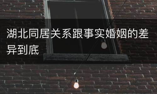 湖北同居关系跟事实婚姻的差异到底