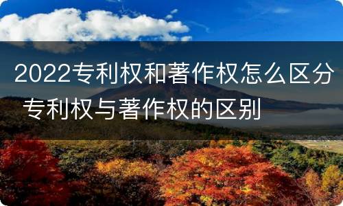 2022专利权和著作权怎么区分 专利权与著作权的区别