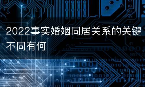 2022事实婚姻同居关系的关键不同有何