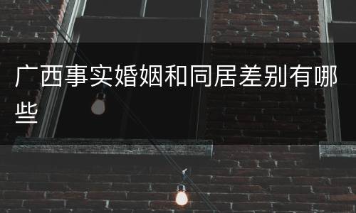 广西事实婚姻和同居差别有哪些