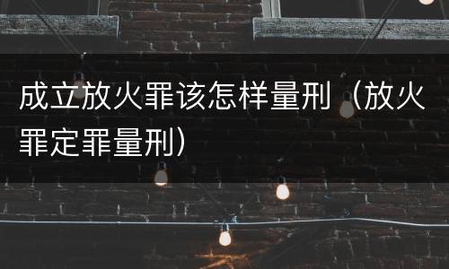 成立放火罪该怎样量刑（放火罪定罪量刑）