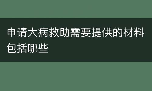 申请大病救助需要提供的材料包括哪些