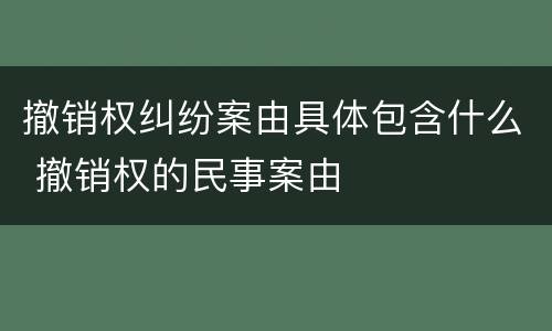 撤销权纠纷案由具体包含什么 撤销权的民事案由