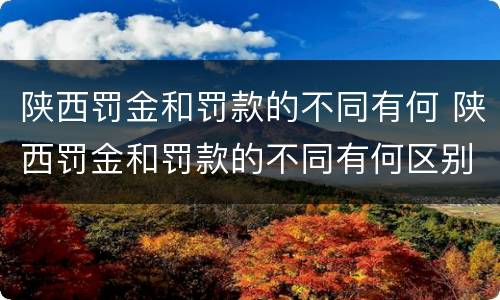 陕西罚金和罚款的不同有何 陕西罚金和罚款的不同有何区别
