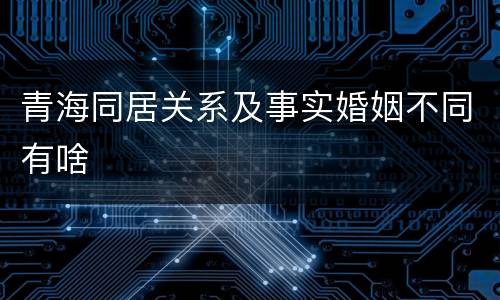 青海同居关系及事实婚姻不同有啥