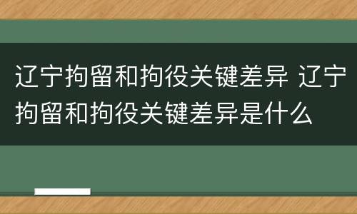 辽宁拘留和拘役关键差异 辽宁拘留和拘役关键差异是什么
