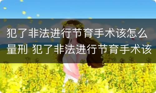 犯了非法进行节育手术该怎么量刑 犯了非法进行节育手术该怎么量刑呢