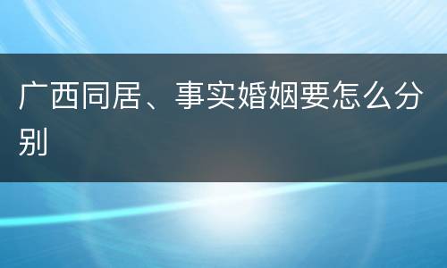 广西同居、事实婚姻要怎么分别