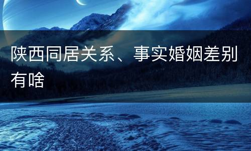 陕西同居关系、事实婚姻差别有啥