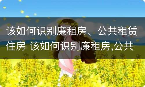 该如何识别廉租房、公共租赁住房 该如何识别廉租房,公共租赁住房是否合法