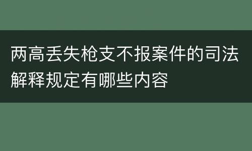 两高丢失枪支不报案件的司法解释规定有哪些内容