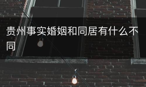 贵州事实婚姻和同居有什么不同