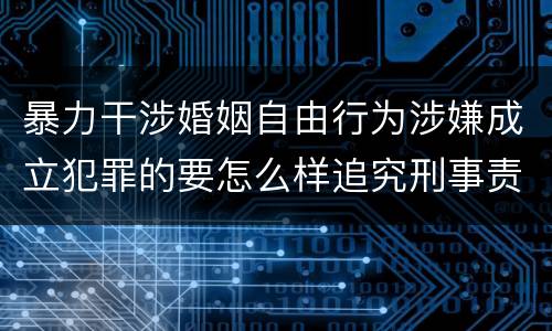 暴力干涉婚姻自由行为涉嫌成立犯罪的要怎么样追究刑事责任