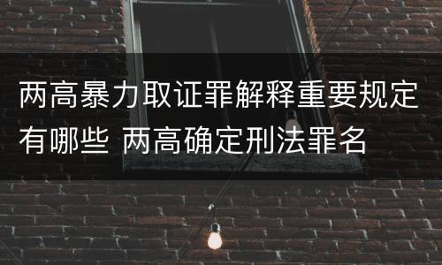 两高暴力取证罪解释重要规定有哪些 两高确定刑法罪名