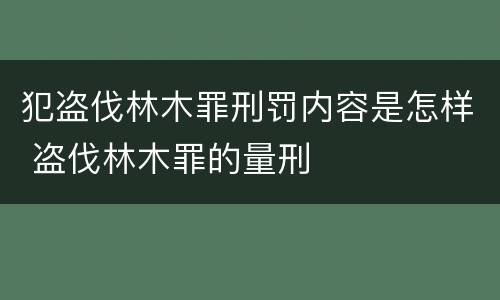犯盗伐林木罪刑罚内容是怎样 盗伐林木罪的量刑