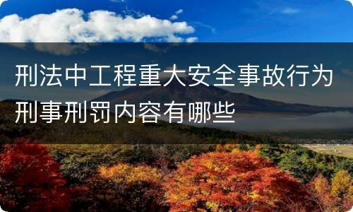刑法中工程重大安全事故行为刑事刑罚内容有哪些