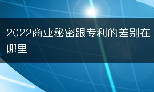 2022商业秘密跟专利的差别在哪里