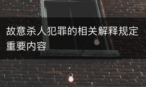 故意杀人犯罪的相关解释规定重要内容