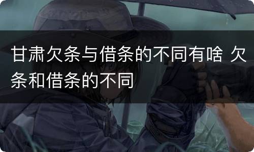 甘肃欠条与借条的不同有啥 欠条和借条的不同