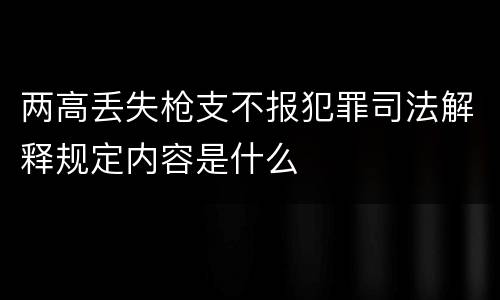 两高丢失枪支不报犯罪司法解释规定内容是什么