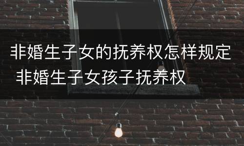 非婚生子女的抚养权怎样规定 非婚生子女孩子抚养权