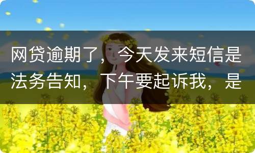 网贷逾期了，今天发来短信是法务告知，下午要起诉我，是不是真的