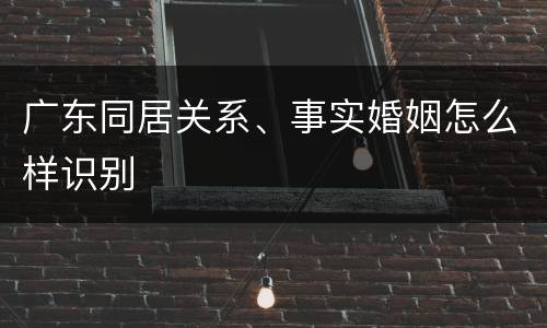 广东同居关系、事实婚姻怎么样识别