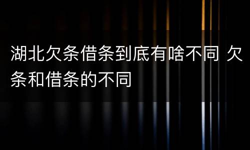湖北欠条借条到底有啥不同 欠条和借条的不同