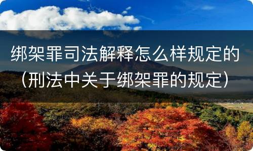 绑架罪司法解释怎么样规定的（刑法中关于绑架罪的规定）