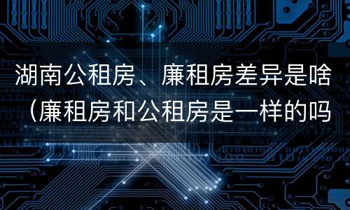 湖南公租房、廉租房差异是啥（廉租房和公租房是一样的吗）