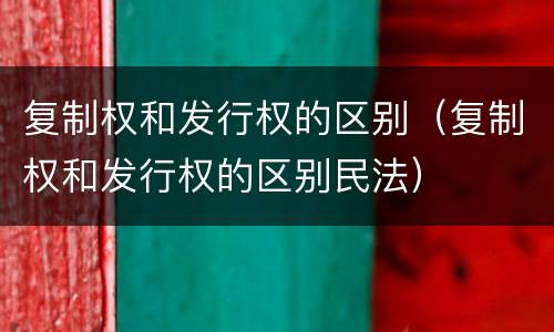 复制权和发行权的区别（复制权和发行权的区别民法）
