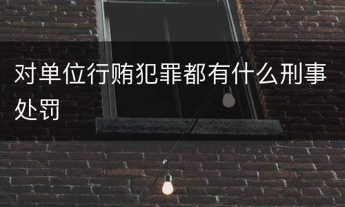 对单位行贿犯罪都有什么刑事处罚