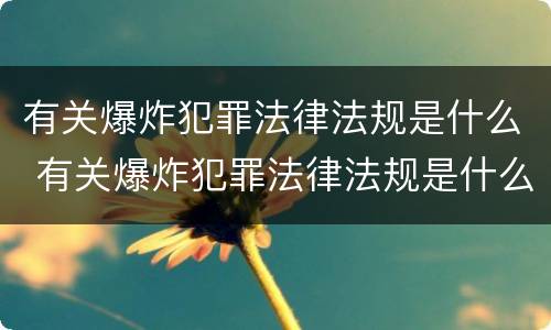 有关爆炸犯罪法律法规是什么 有关爆炸犯罪法律法规是什么规定