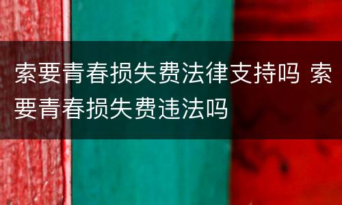 索要青春损失费法律支持吗 索要青春损失费违法吗