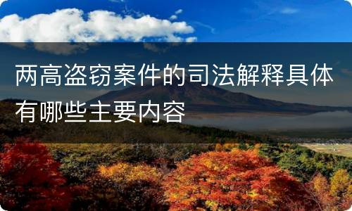 两高盗窃案件的司法解释具体有哪些主要内容