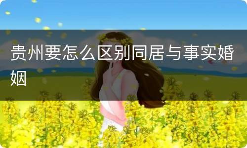贵州要怎么区别同居与事实婚姻