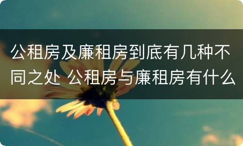 公租房及廉租房到底有几种不同之处 公租房与廉租房有什么不同