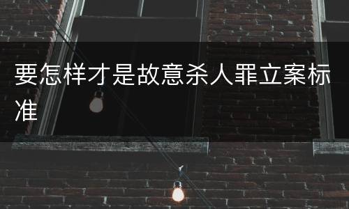 要怎样才是故意杀人罪立案标准