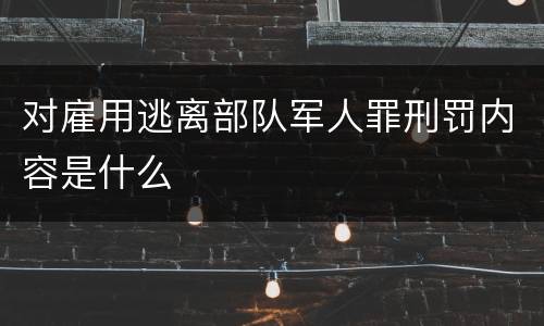 对雇用逃离部队军人罪刑罚内容是什么