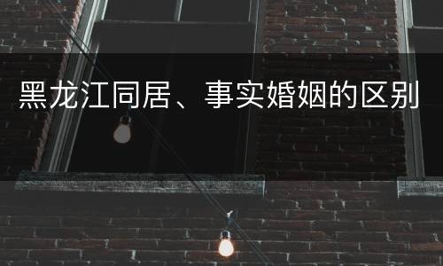 黑龙江同居、事实婚姻的区别