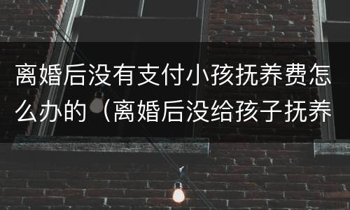 离婚后没有支付小孩抚养费怎么办的（离婚后没给孩子抚养费,孩子有抚养父母的权利吗）