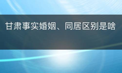 甘肃事实婚姻、同居区别是啥