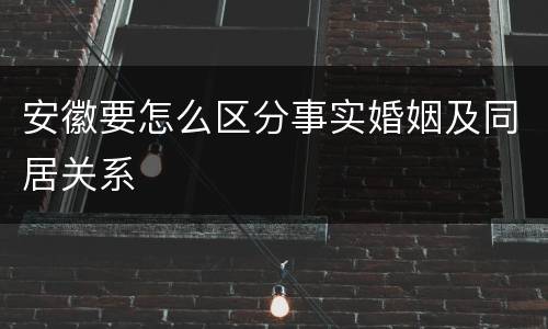 安徽要怎么区分事实婚姻及同居关系