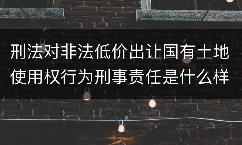 刑法对非法低价出让国有土地使用权行为刑事责任是什么样