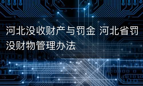 河北没收财产与罚金 河北省罚没财物管理办法