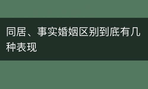同居、事实婚姻区别到底有几种表现