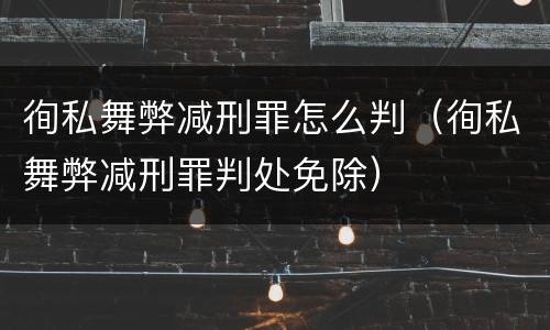 徇私舞弊减刑罪怎么判（徇私舞弊减刑罪判处免除）